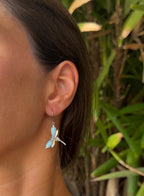 Larimar Dragonfly Dangling Earrings