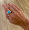 Larimar East-West Engraved Ring