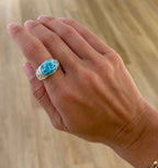 Larimar East-West Engraved Ring
