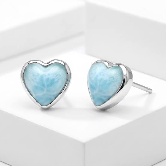 Larimar Heart Earrings