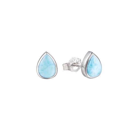 Larimar Pear Stud Earrings