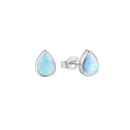 Larimar Pear Stud Earrings