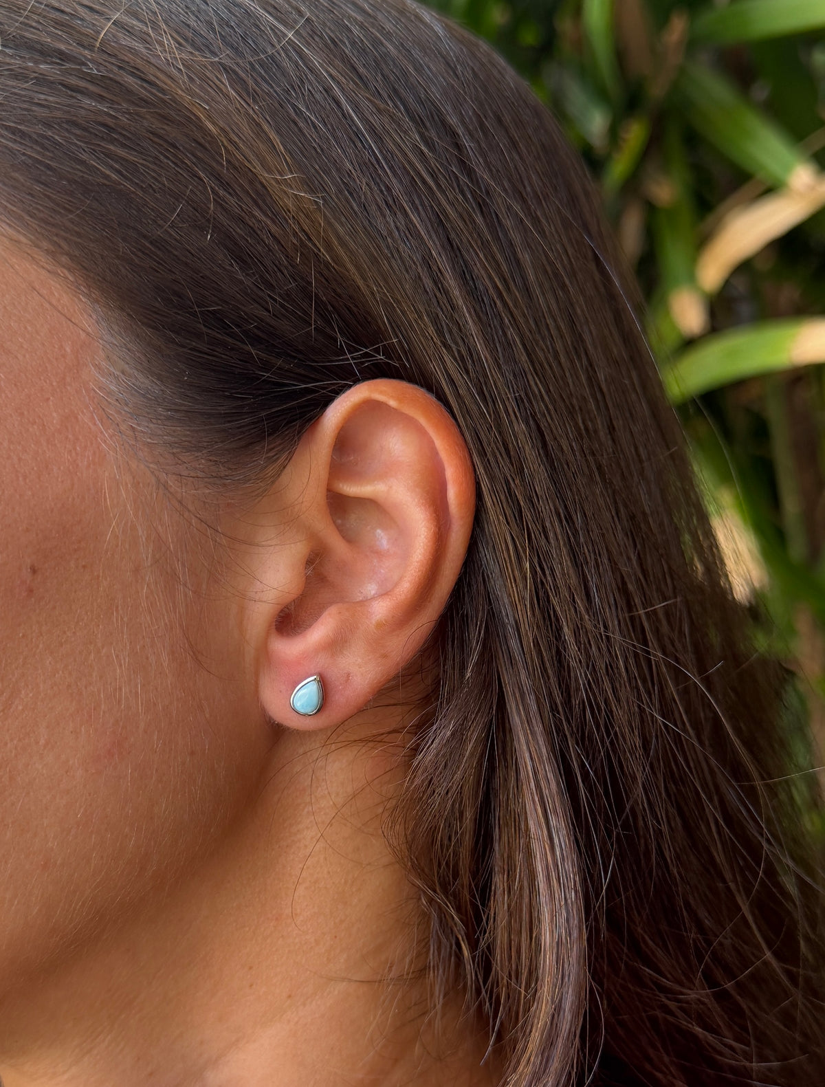 Larimar Pear Stud Earrings