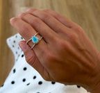 Larimar Pear and Topaz Split Shank Ring