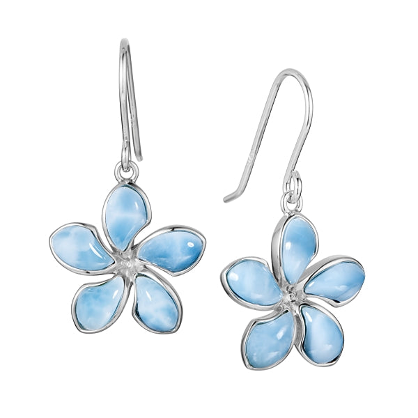 Plumeria Larimar Dangling Earrings