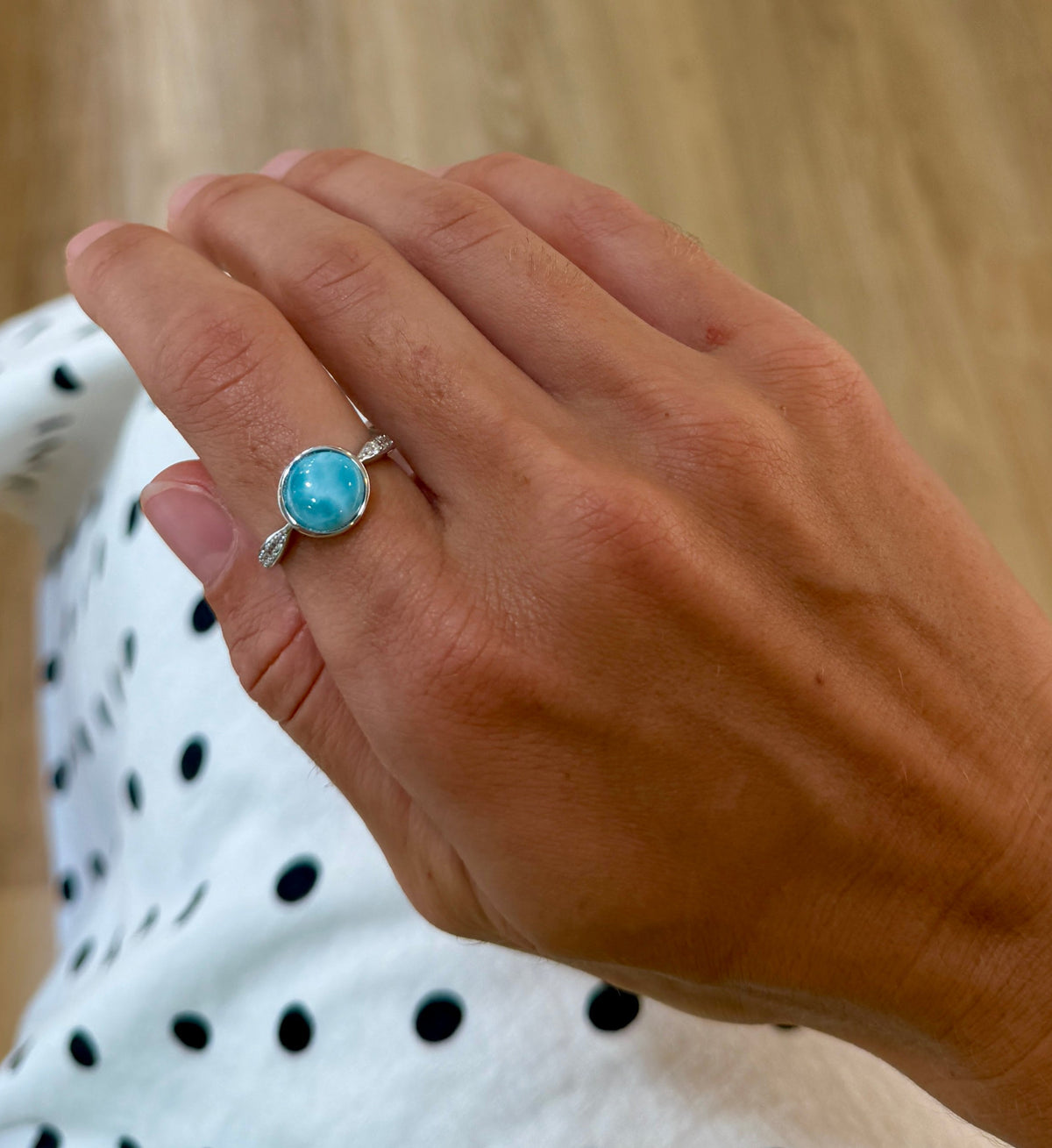 Round Larimar Ring