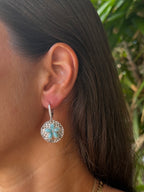 Larimar Sand Dollar Dangling Earrings