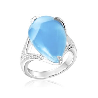 Larimar Pear and Topaz Cocktail Ring