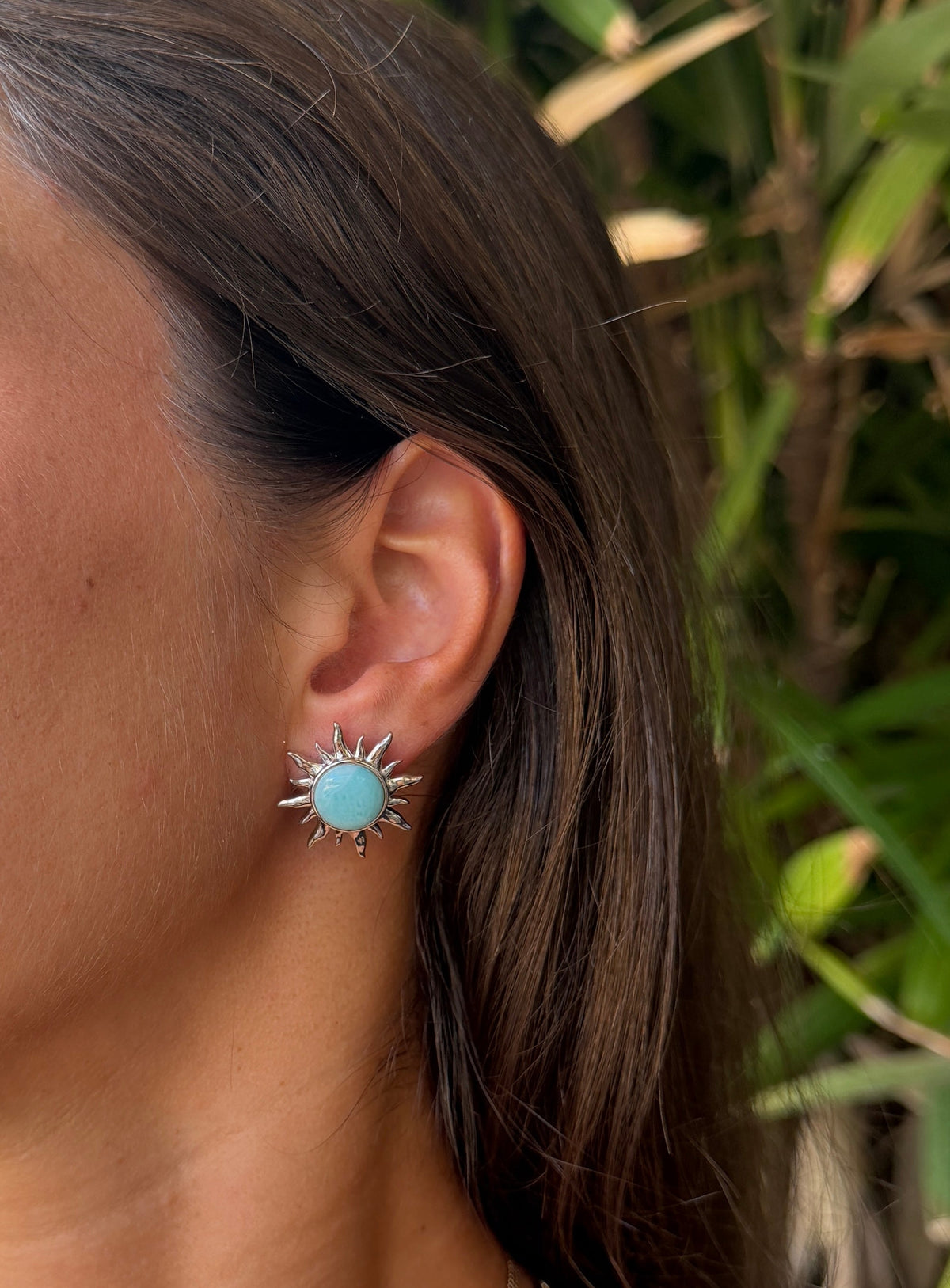 Larimar Sun Burst Earrings