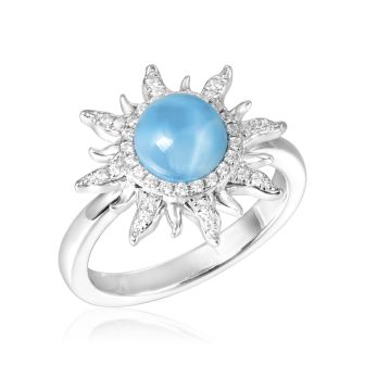 Larimar and Topaz Sunburst Ring