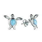 Larimar Sea Turtle Stud Earrings