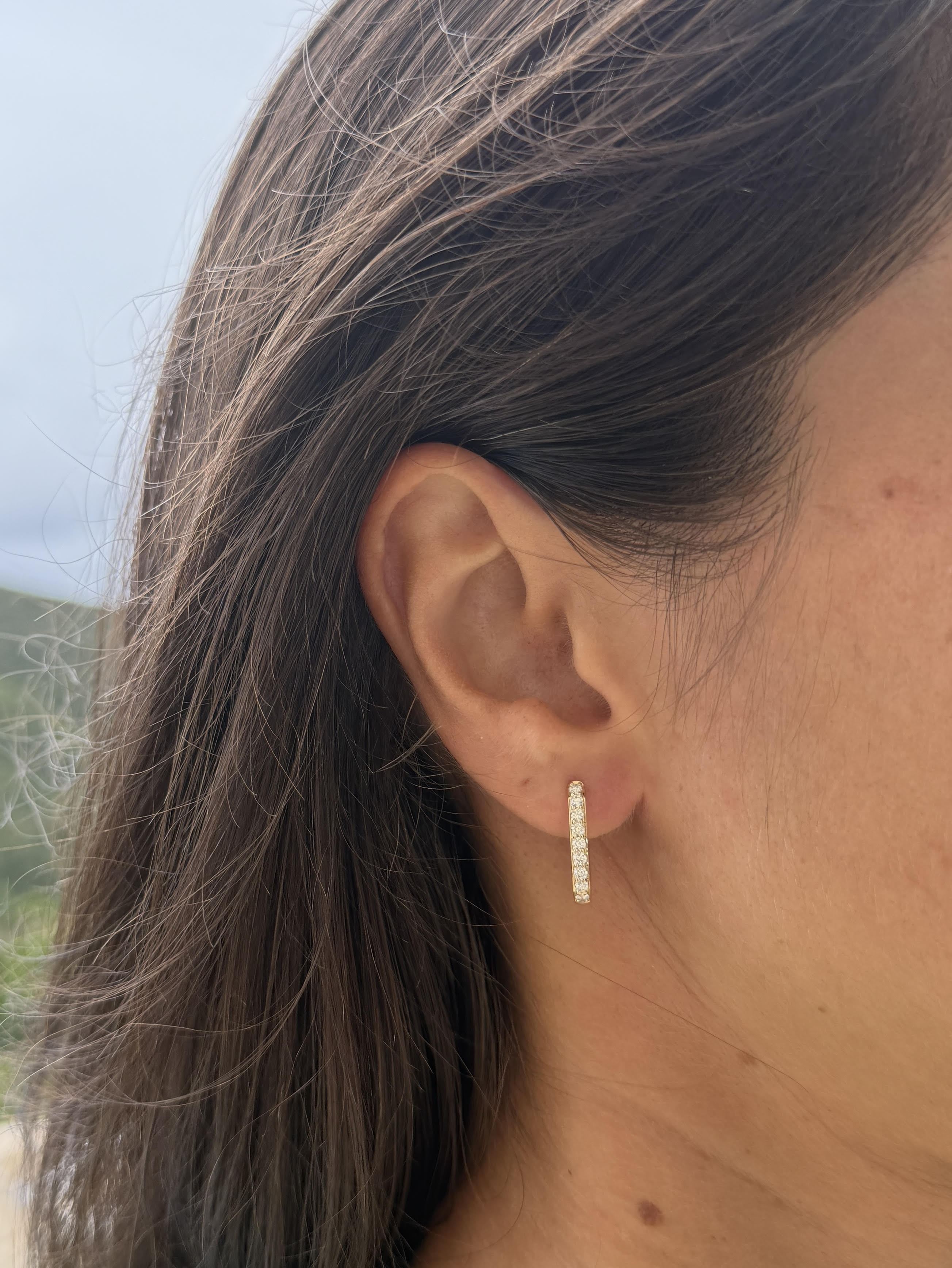 Diamond Oval Hoop Earrings