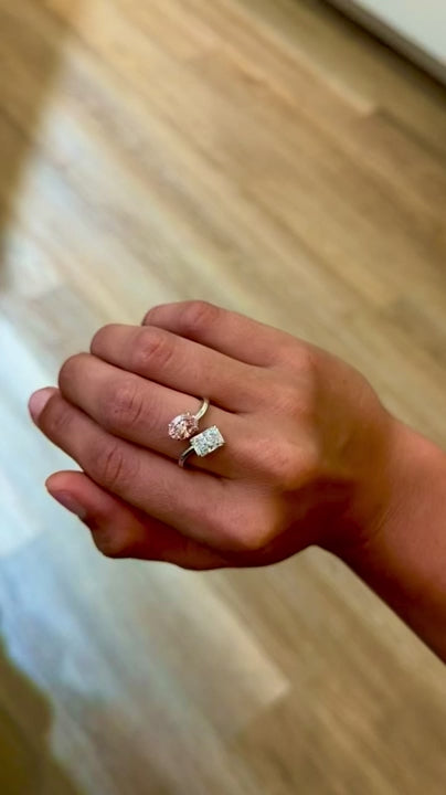 Toi et Moi Pink & White Lab Diamond Ring