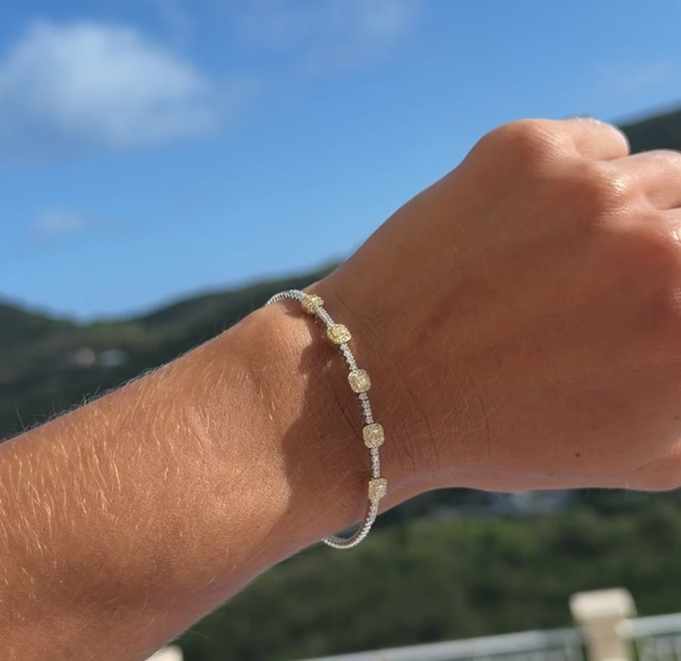 Cushion Yellow Diamond Flexi Bangle