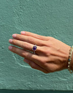 Emerald cut Amethyst Split Shank Ring