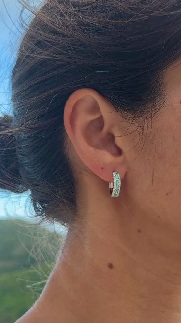 GIA Paraíba Tourmaline & White Diamond Hoop Earrings