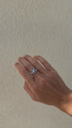 Sapphire & Diamond Plumeria Ring