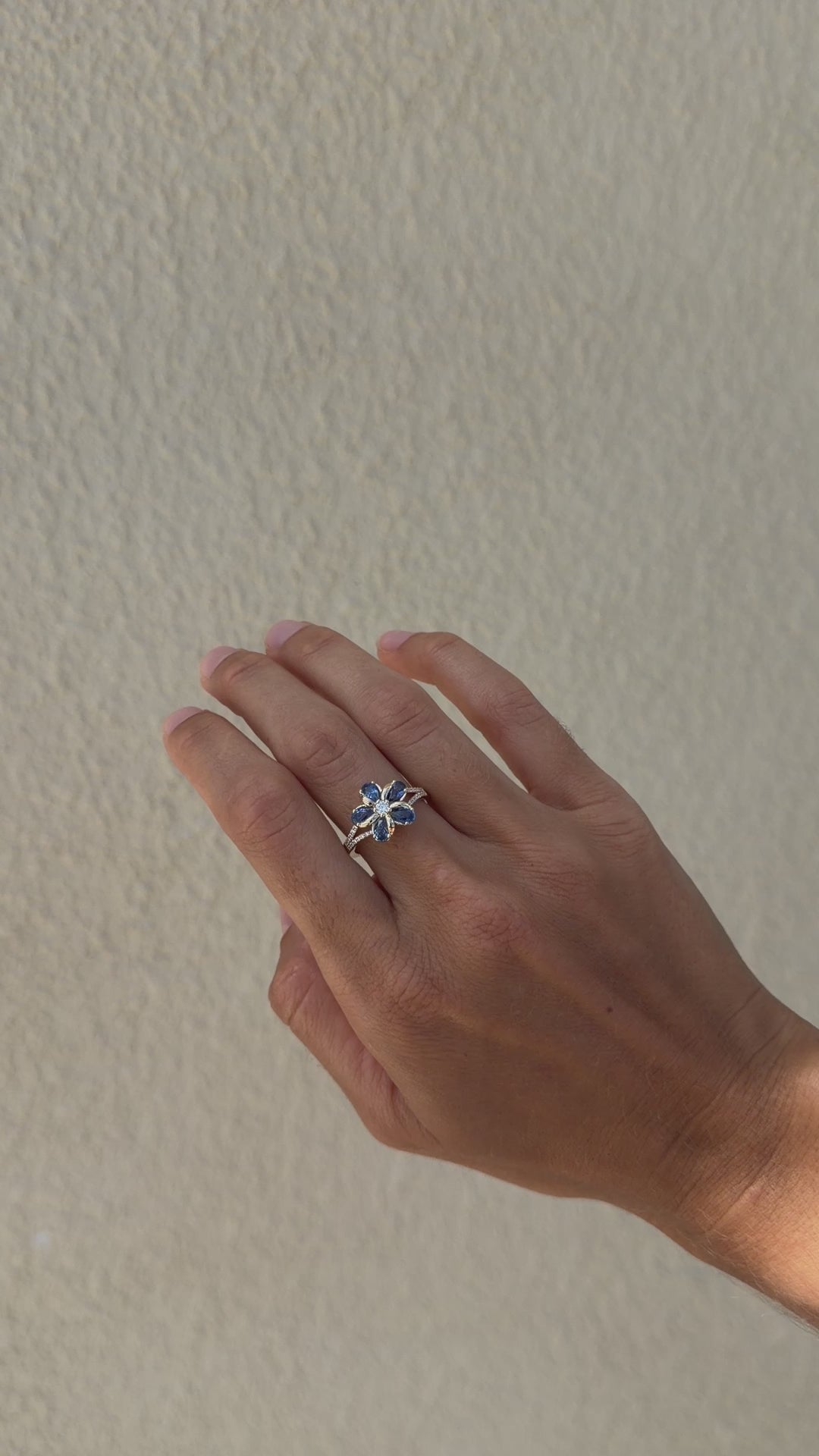 Sapphire & Diamond Plumeria Ring