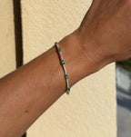 Emerald and Diamond Flexible  Bangle Bracelet with Diamonds