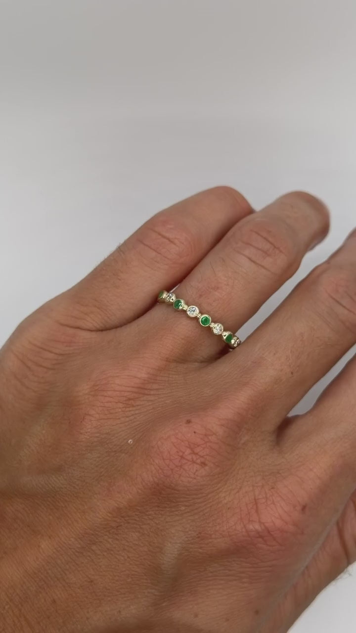 Emerald and Diamond Bezel Ring