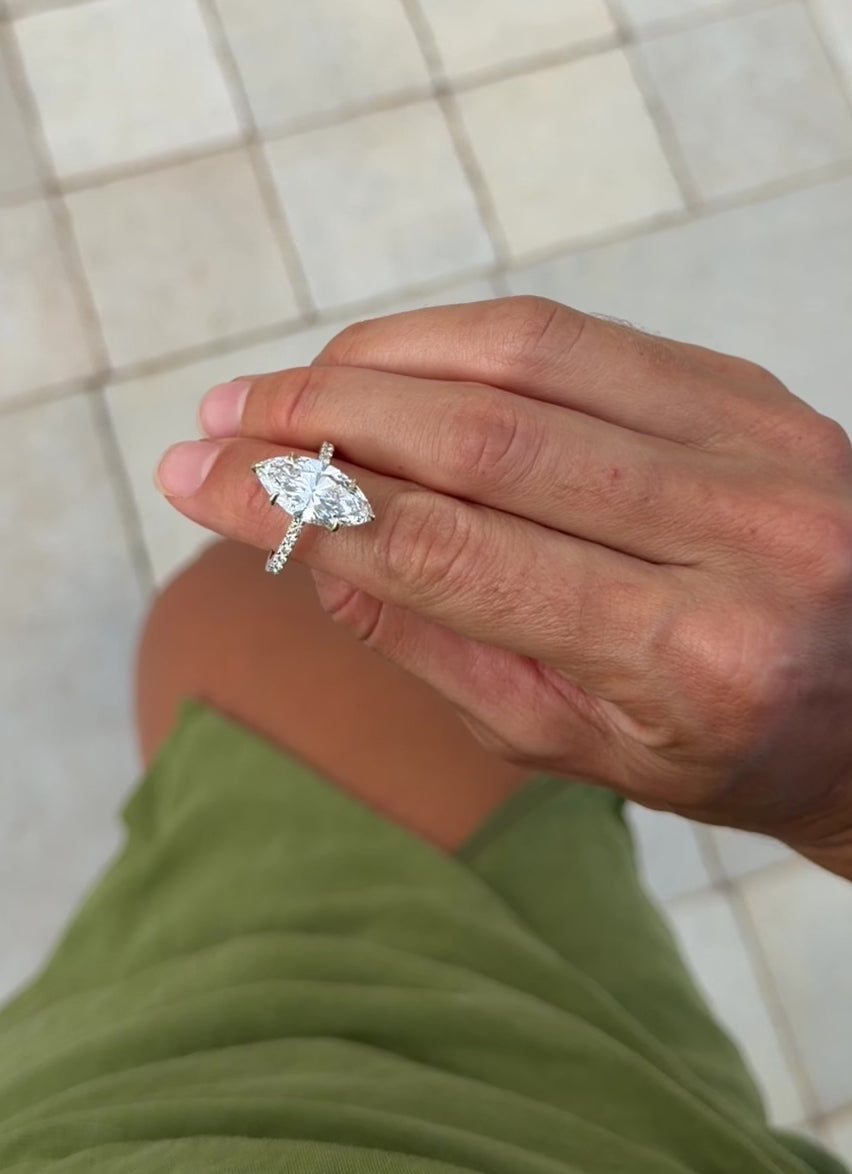 Marquise and Pavé band Diamond Ring - IGI Certified Lab Grown Diamond