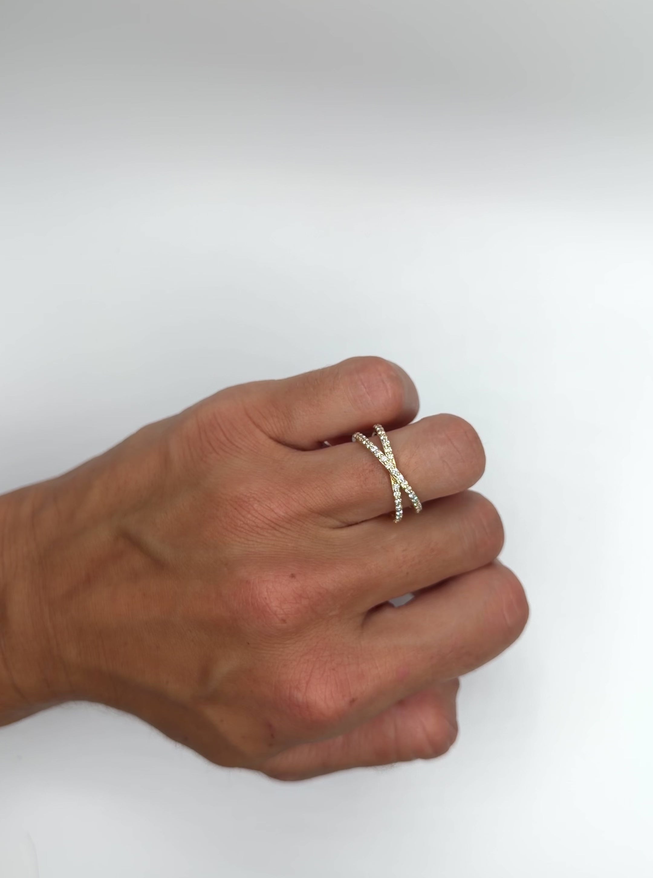 Dainty Diamond Criss-Cross Ring