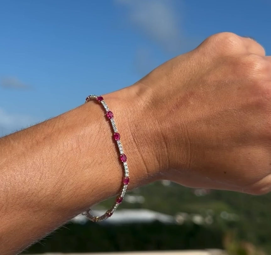 Ruby and Diamond Tennis Bracelet
