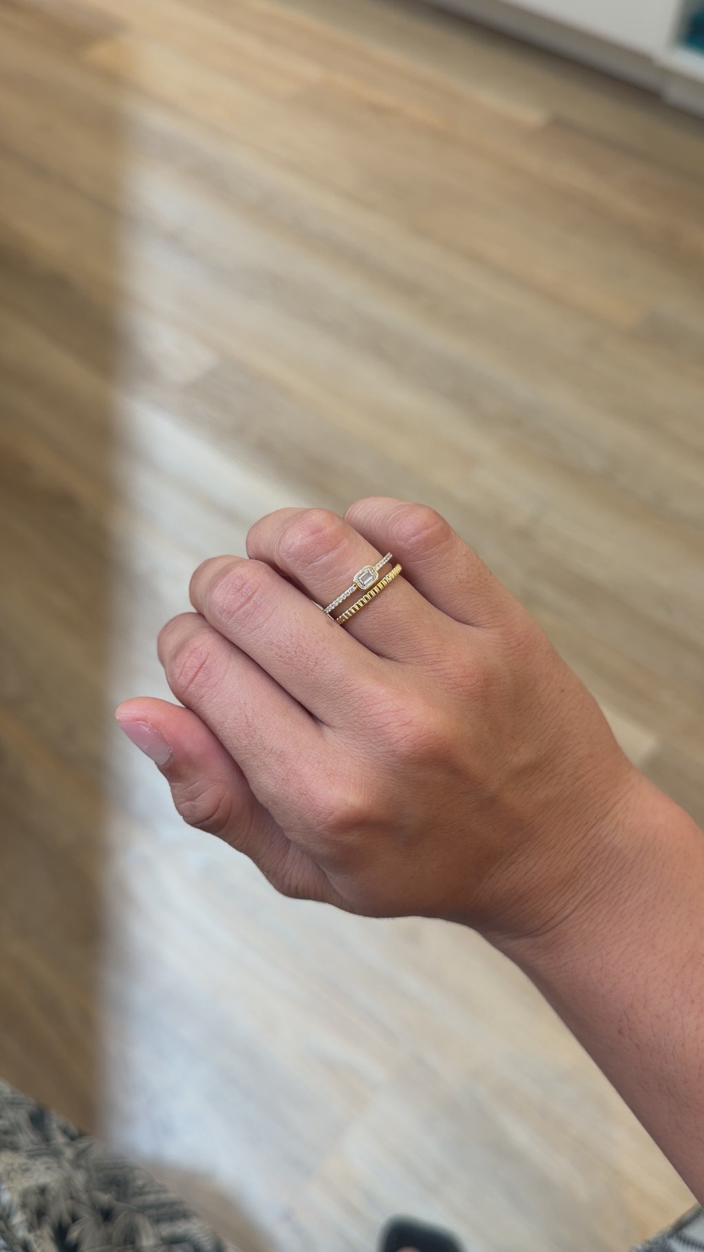 Emerald Cut Diamond Double Banded Ring