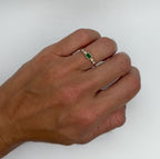 Dainty Emerald Ring with Diamond Side Stones