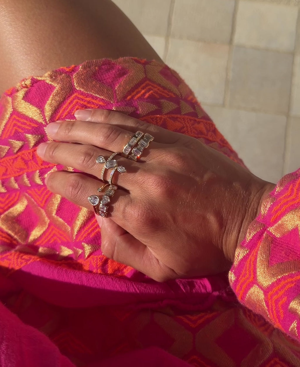 Alternating Emerald Cut Lab Diamond Ring