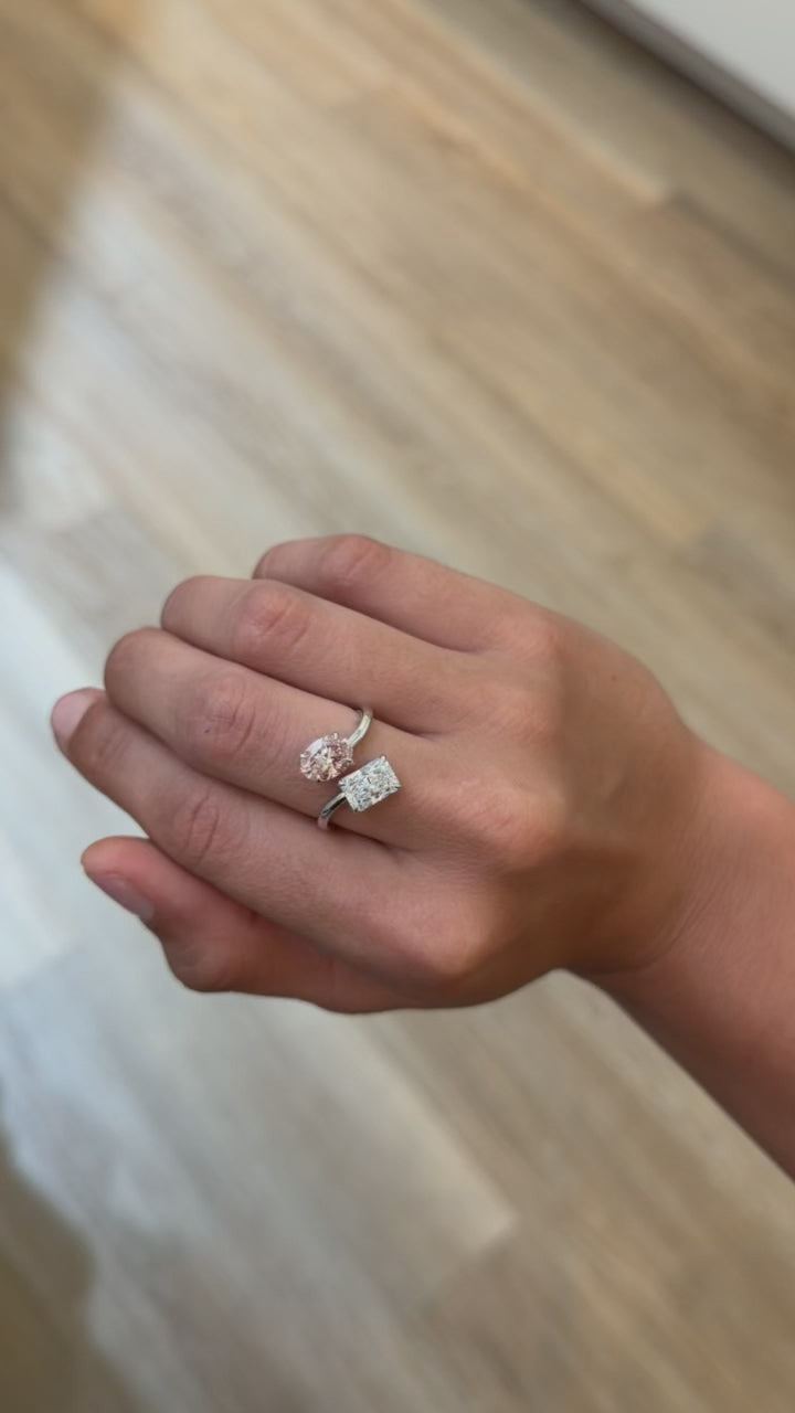 Toi et Moi Pink & White Lab Diamond Ring