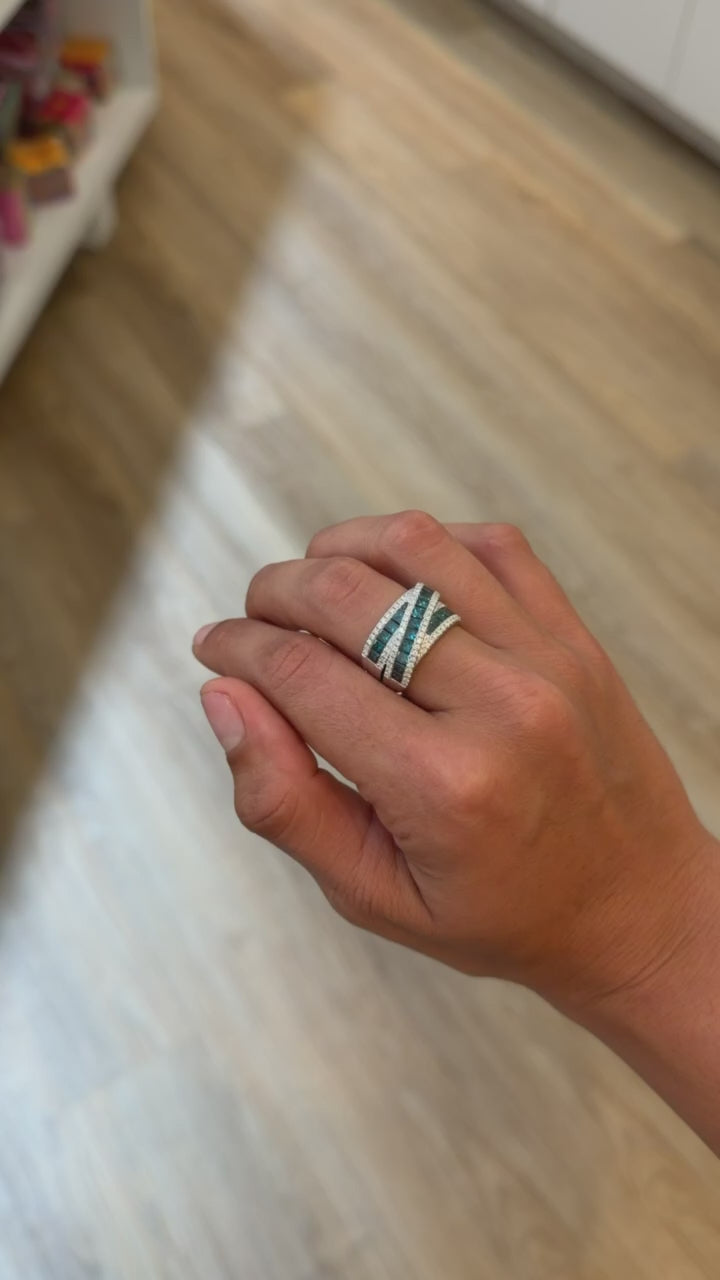 Zig Zag Blue Diamond Ring