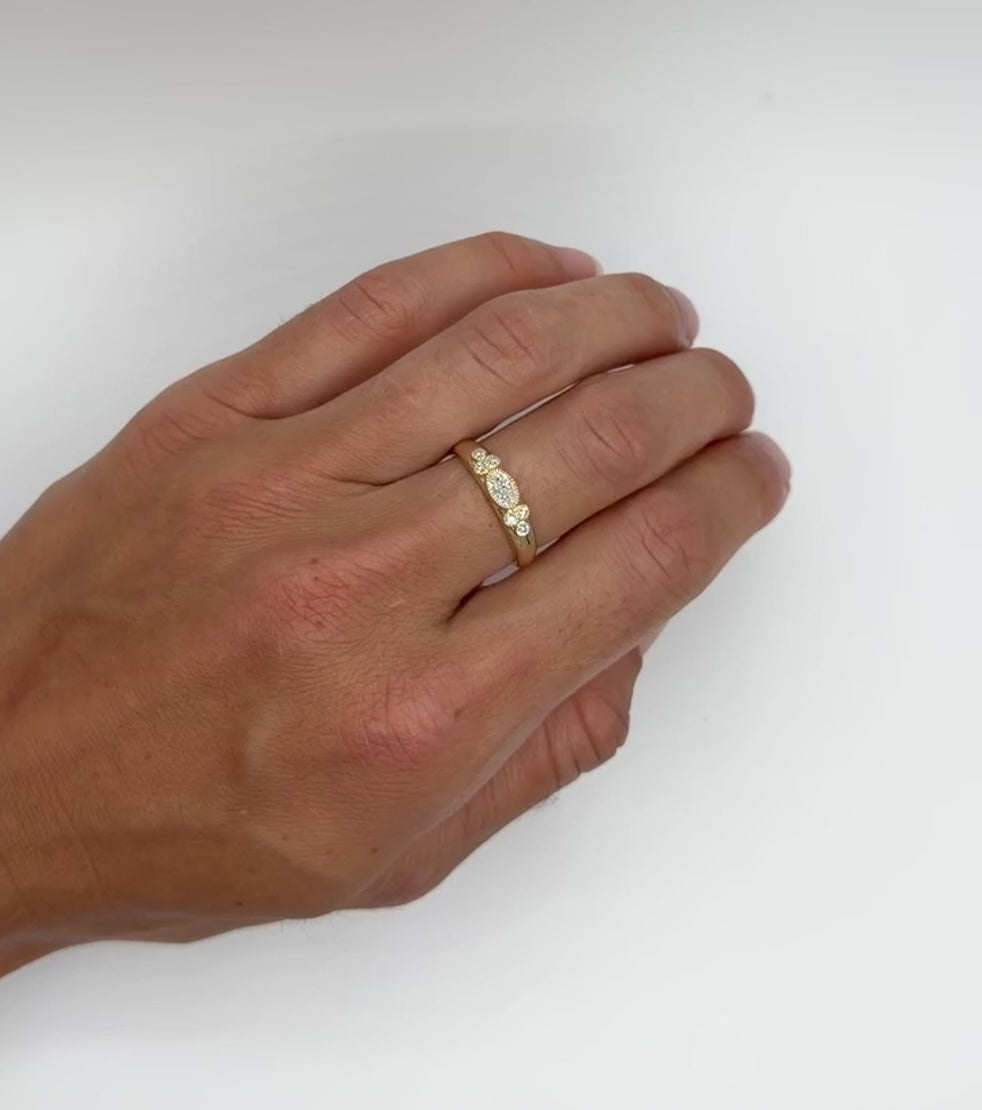 Milgrain Cluster Lab Diamond Ring