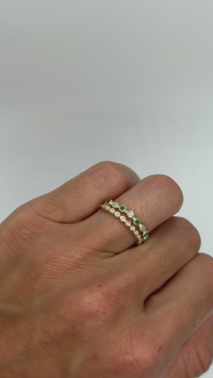 Emerald and Diamond Bezel Ring