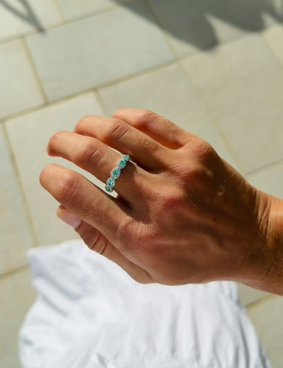 GIA Paraíba Tourmaline Pear Cut 5 Stone Ring