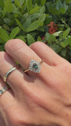 Oval Alexandrite Ring with Ballerina Halo