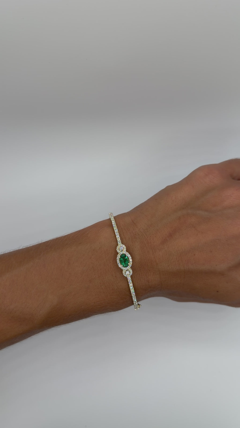 Oval Emerald Bangle with Diamonds
