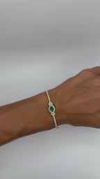 Oval Emerald Bangle with Diamonds
