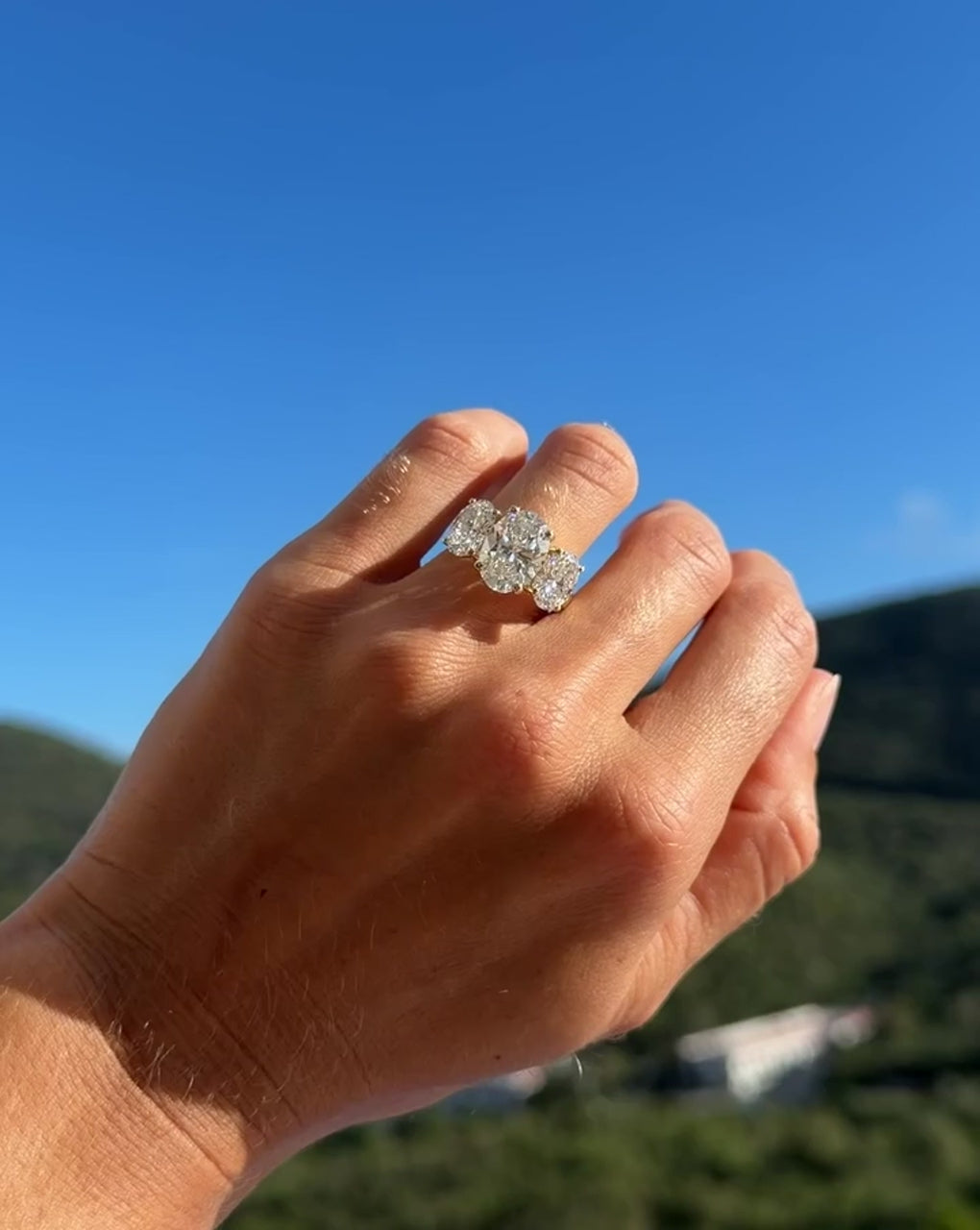 IGI Oval Cut Lab Diamond Trio Ring