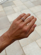 Orange Sapphire Pear and Diamond Halo Ring with Split Shank - GIA Certified Natural