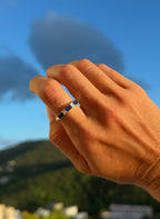 5 Stone East-West Sapphire and Diamond ring