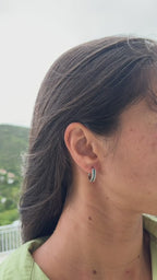 Blue & White Diamond Hoop Earrings