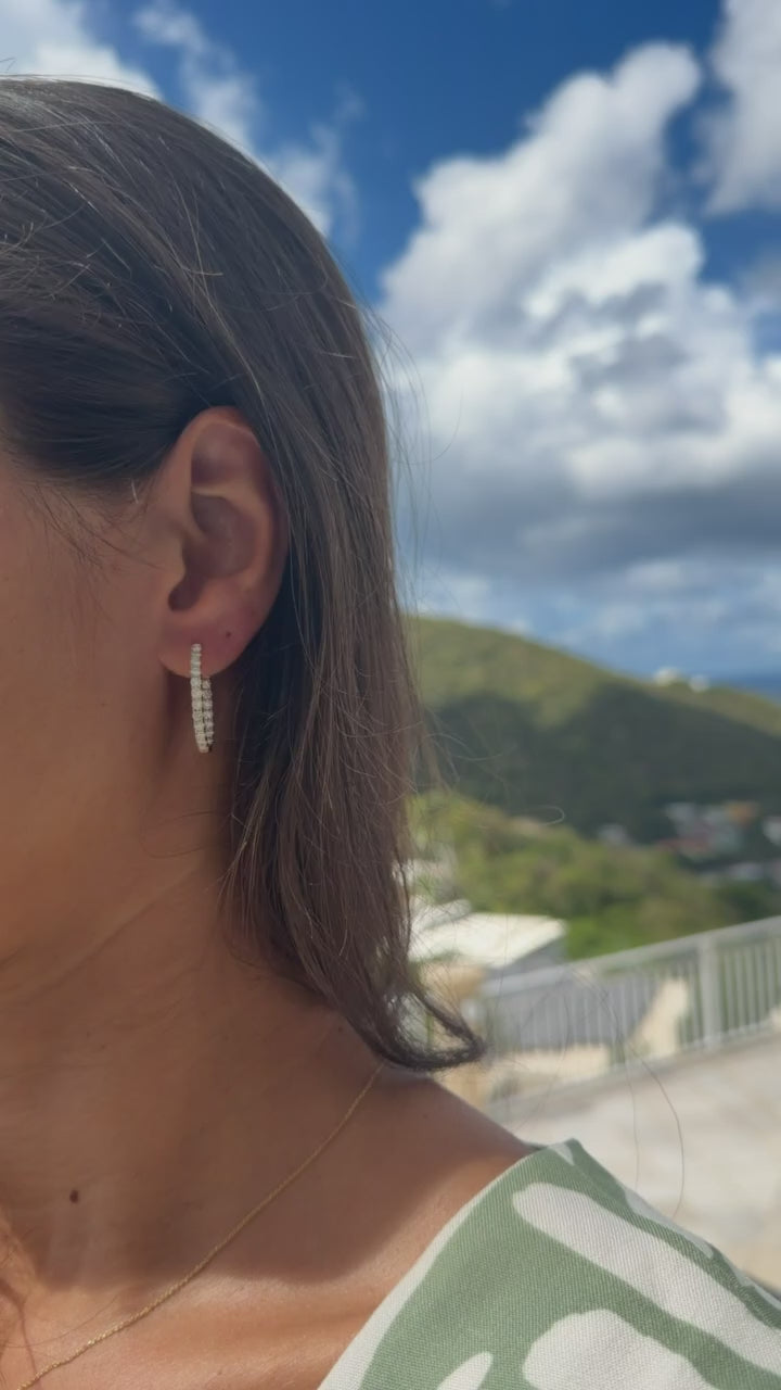 Elongated "in and out" Lab Diamond Hoops