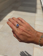Tanzanite Ring with Diamond Sunburst Halo