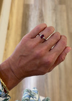 Oval Ruby and Trillion Cut Diamond Ring