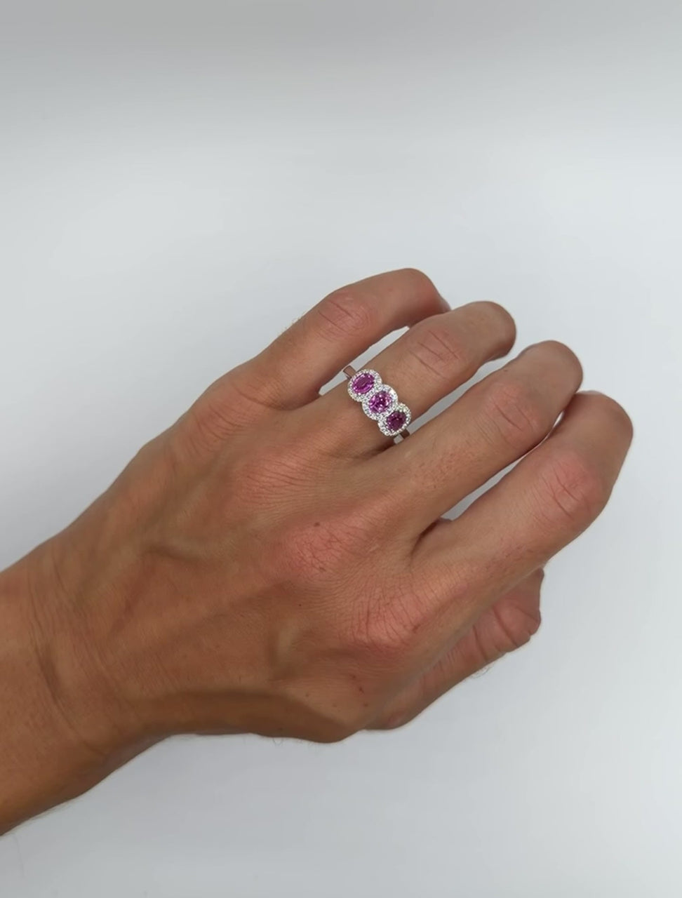 Pink Sapphire Trio Ring - PREORDER