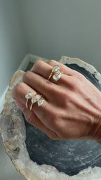 Two Stone Pear Lab Diamond Bezel Wrap Ring
