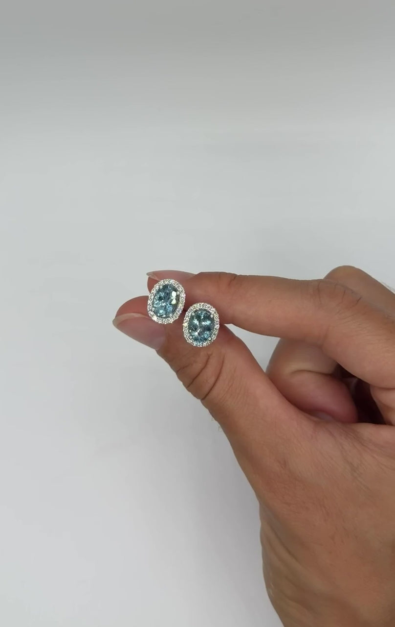Oval Aquamarine Studs