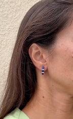 Sapphire & Diamonds Half-Hoop Earrings