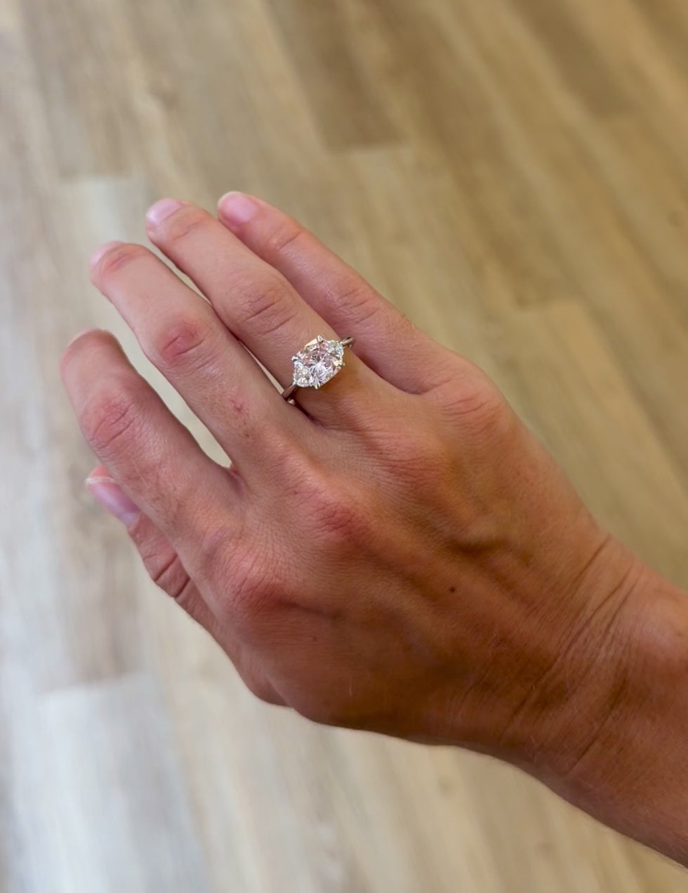 Pink Diamond Cushion Ring with Diamond Accents - IGI Lab Certified